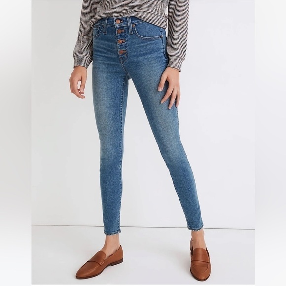 Madewell 10" High-Rise Skinny Jeans in Dewitt Wash: Button-Front TENCEL™ Denim - Picture 1 of 10
